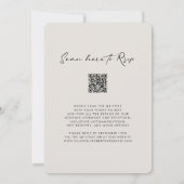 Invitation QR Code RSVP Calligraphie Elegant Mariage Eggshell (Dos)