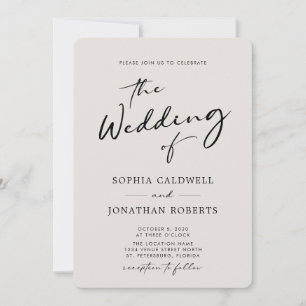 Invitation QR Code RSVP Calligraphie Elegant Mariage Eggshell