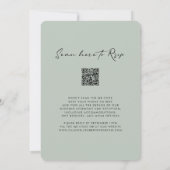Invitation QR Code RSVP Chic Calligraphie Sage Mariage (Dos)