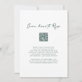 Invitation QR Code RSVP Emerald Green Monogram Mariage Wreath (Dos)