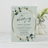 Invitation QR Code RSVP Mariage de calligraphie Eucalyptus (Debout devant)