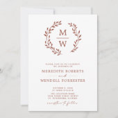 Invitation QR Code RSVP Terracotta Monogramme Mariage de cour (Devant)