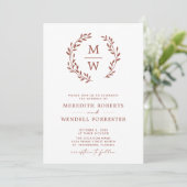 Invitation QR Code RSVP Terracotta Monogramme Mariage de cour (Debout devant)