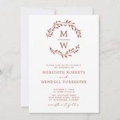 Invitation QR Code RSVP Terracotta Monogramme Mariage de cour (Devant)