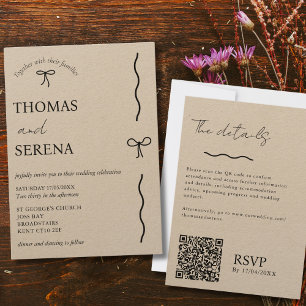 Invitation QR Code Rustic Kraft (modifiable) Budget Bow Maria