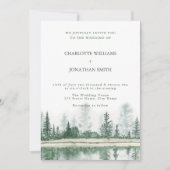 Invitation QR Code Rustic Mountain Forest Mariage d'aquarelle (Devant)