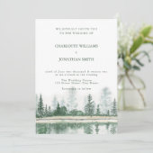 Invitation QR Code Rustic Mountain Forest Mariage d'aquarelle (Debout devant)