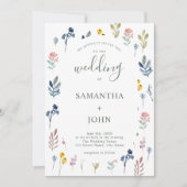 Invitation QR Code Rustique Fleur sauvage moderne Mariage (Devant)