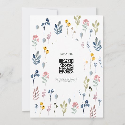 Invitation QR Code Rustique Fleur sauvage moderne Mariage (Dos)