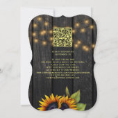 Invitation QR code rustique pays tournesol grange bois mariag (Dos)