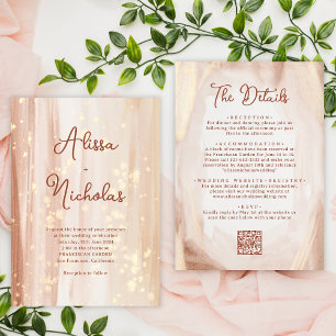 Invitation QR code Rustique Terracotta Gold Watercolor Mariag