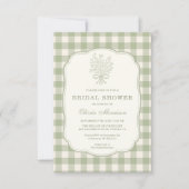 Invitation QR Code Sage Green Gingham Floral Bridal Shower (Devant)