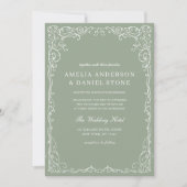 Invitation QR Code Sage Vert photo minimaliste Mariage (Devant)