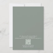 Invitation QR Code Sage Vert Rustique Mariage de script de bo (Dos)