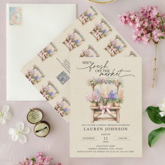 Invitation QR Code She's Fresh Off the Market Bridal Shower