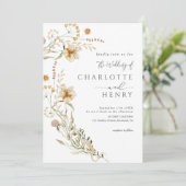 Invitation QR Code Simple Fleur sauvage Garden Wedding (Debout devant)