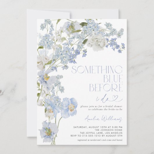 Invitation QR Code Something Blue Before I Do Floral Shower (Devant)