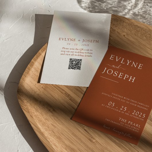 Invitation QR Code Terracotta Minimaliste Boho Mariage modern