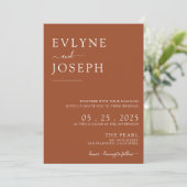 Invitation QR Code Terracotta Minimaliste Boho Mariage modern (Debout devant)