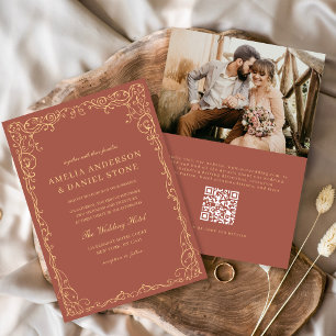 Invitation QR Code Terracotta photo minimaliste Mariage