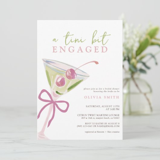 Invitation QR Code Tini Bit Engaged Martini Bridal Shower (Debout devant)