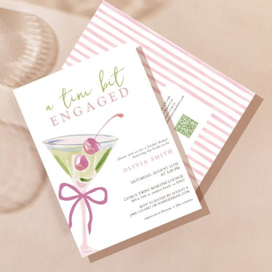 Invitation QR Code Tini Bit Engaged Martini Bridal Shower