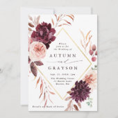 Invitation QR Code Tout en un Automne Romance Mariage (Devant)