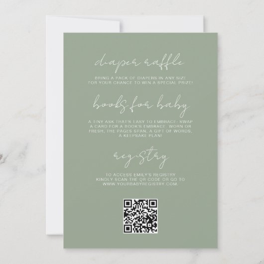 Invitation QR Code tout en un Fleur sauvage bébé dans une dou (Dos)
