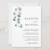 Invitation QR Code tout en un Mariage vert Eucalyptus moderne (Devant)