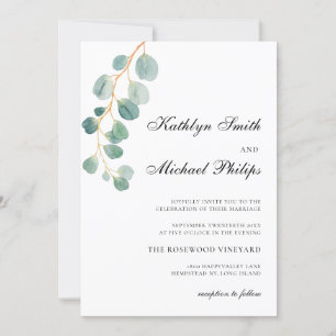 Invitation QR Code tout en un Mariage vert Eucalyptus moderne