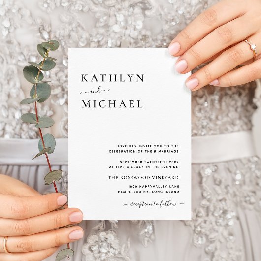 Invitation QR Code Tout en un moderne Typographie Mariage chi