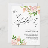 Invitation QR Code Tout en un rose rose Mariage de verdure (Devant)
