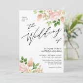Invitation QR Code Tout en un rose rose Mariage de verdure (Debout devant)