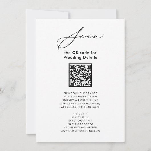 Invitation QR Code Tout en un rose rose Mariage de verdure (Dos)