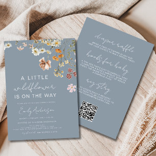 Invitation QR Code tout en un Un petit Baby shower Fleur sauv
