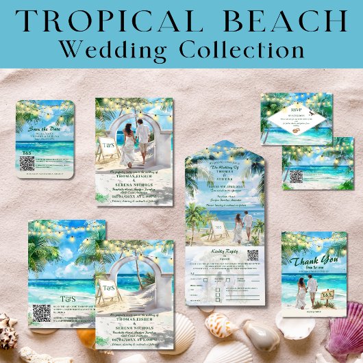 Invitation QR Code Tropical Beach Wedding Destination
