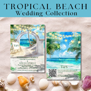 Invitation QR Code Tropical Beach Wedding Destination