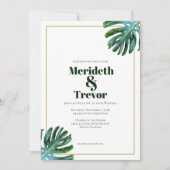 Invitation QR Code Tropical Monstera Feuilles Gold Photo Plag (Devant)