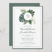 Invitation QR Code Tropical Monstera Orchidées Monogramme Pho (Devant / Derrière)