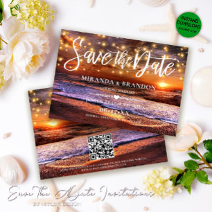 Invitation QR Code - Tropical Sunset Beach Enregistrer la car