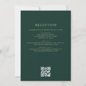 Invitation QR Code Vert Gold Minimal Mariage feuille (Dos)