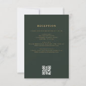 Invitation QR Code Vert Gold Minimal Mariage feuille (Dos)
