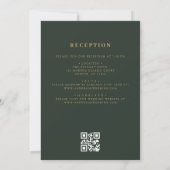 Invitation QR Code Vert Gold Minimal Mariage feuille (Dos)