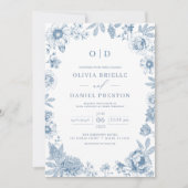 Invitation QR Code Victorien Français Dusty Mariage (Devant)