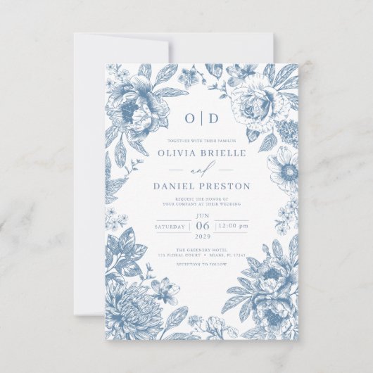 Invitation QR Code Victorien Français Dusty Mariage (Devant)