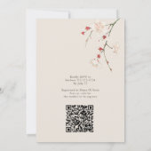 Invitation QR Code Vintage Fille Fleur Baby shower rouge (Dos)