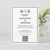 Invitation Qr Code Vintage Mariage noir et blanc (Debout devant)