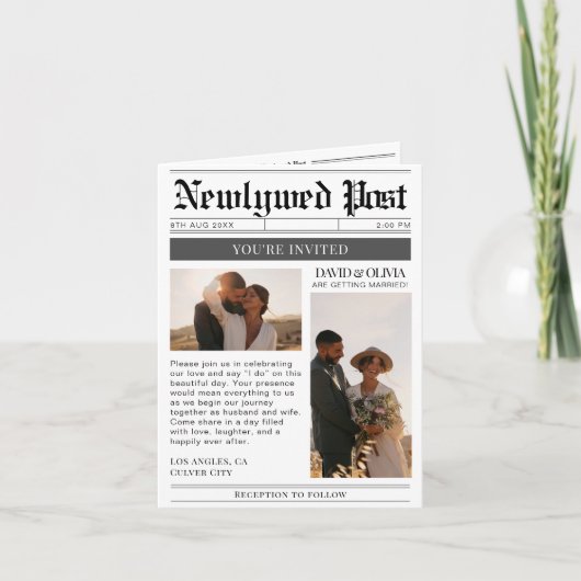 Invitation QR Code Wedding Details Newspaper Wedding (Devant)