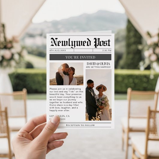 Invitation QR Code Wedding Details Newspaper Wedding