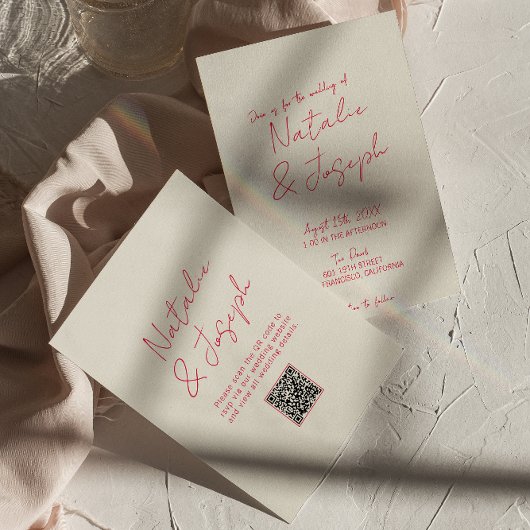Invitation QR Code Whimsical Mariage rétro amusant écrit à la